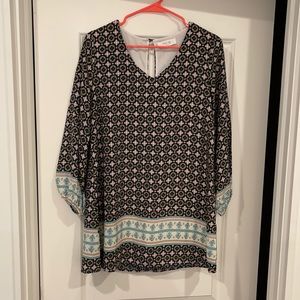 Peach Love California Navy Patterned Dress